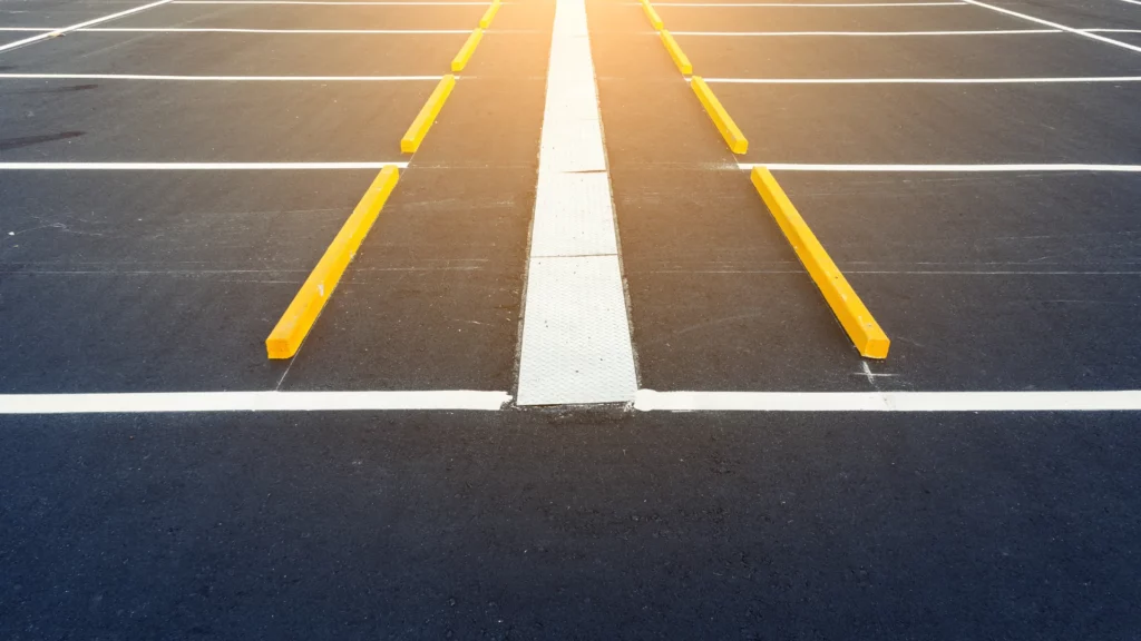 parking lot with clearly painted lines