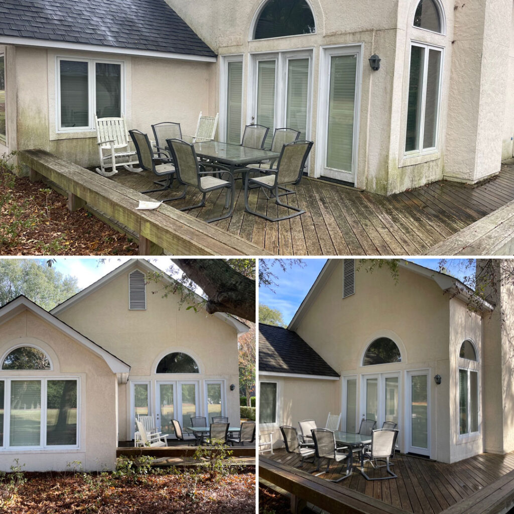 before and after of residential home power washed