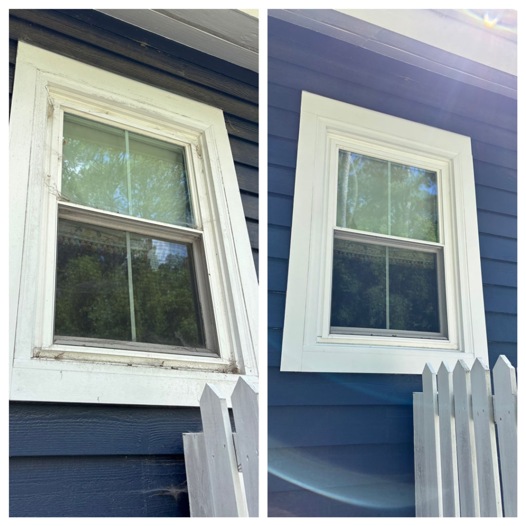 window cleaning project before and after