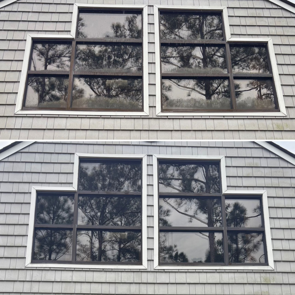 before and after of residential window cleaning