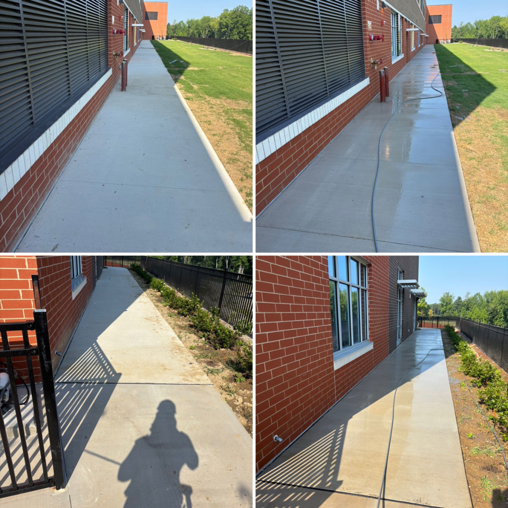 sidewalk phases during the pressure washing process