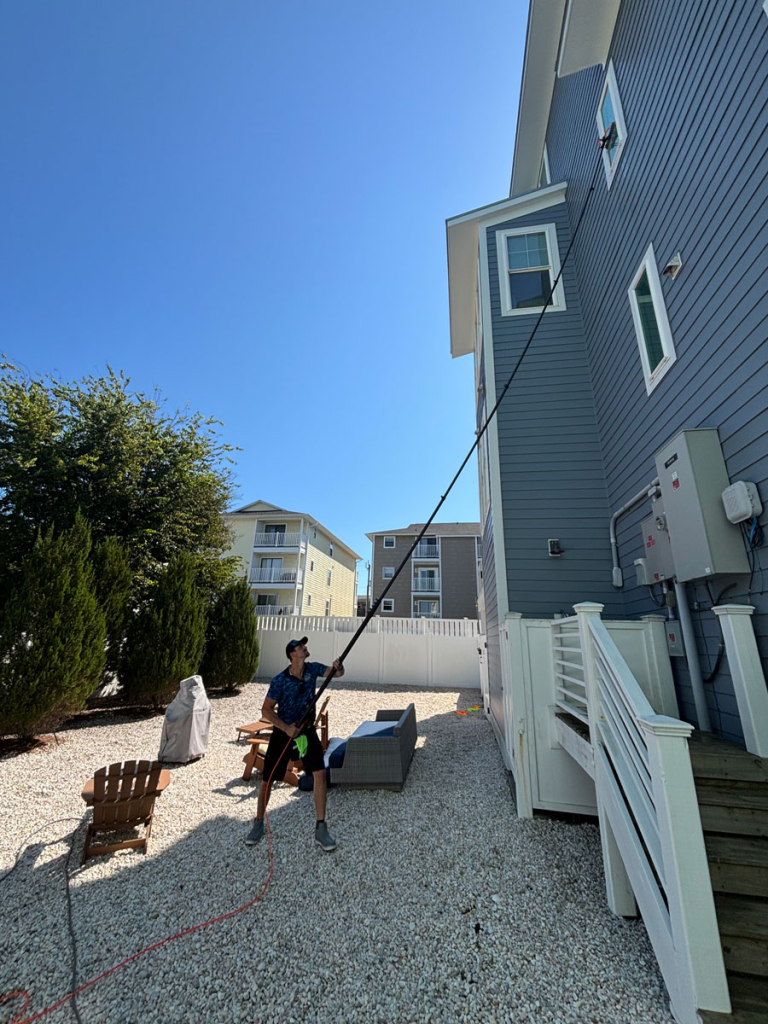 window cleaning in progress